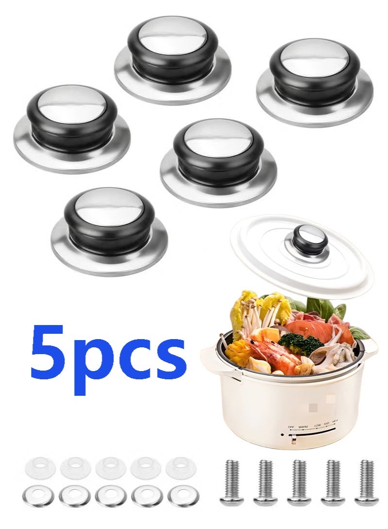 5 Pcs Universal Pot Lids Handle Heat-Resistant Knobs, Stainless Steel Cookware Cover Pan Parts Set with Screws - Image 1
